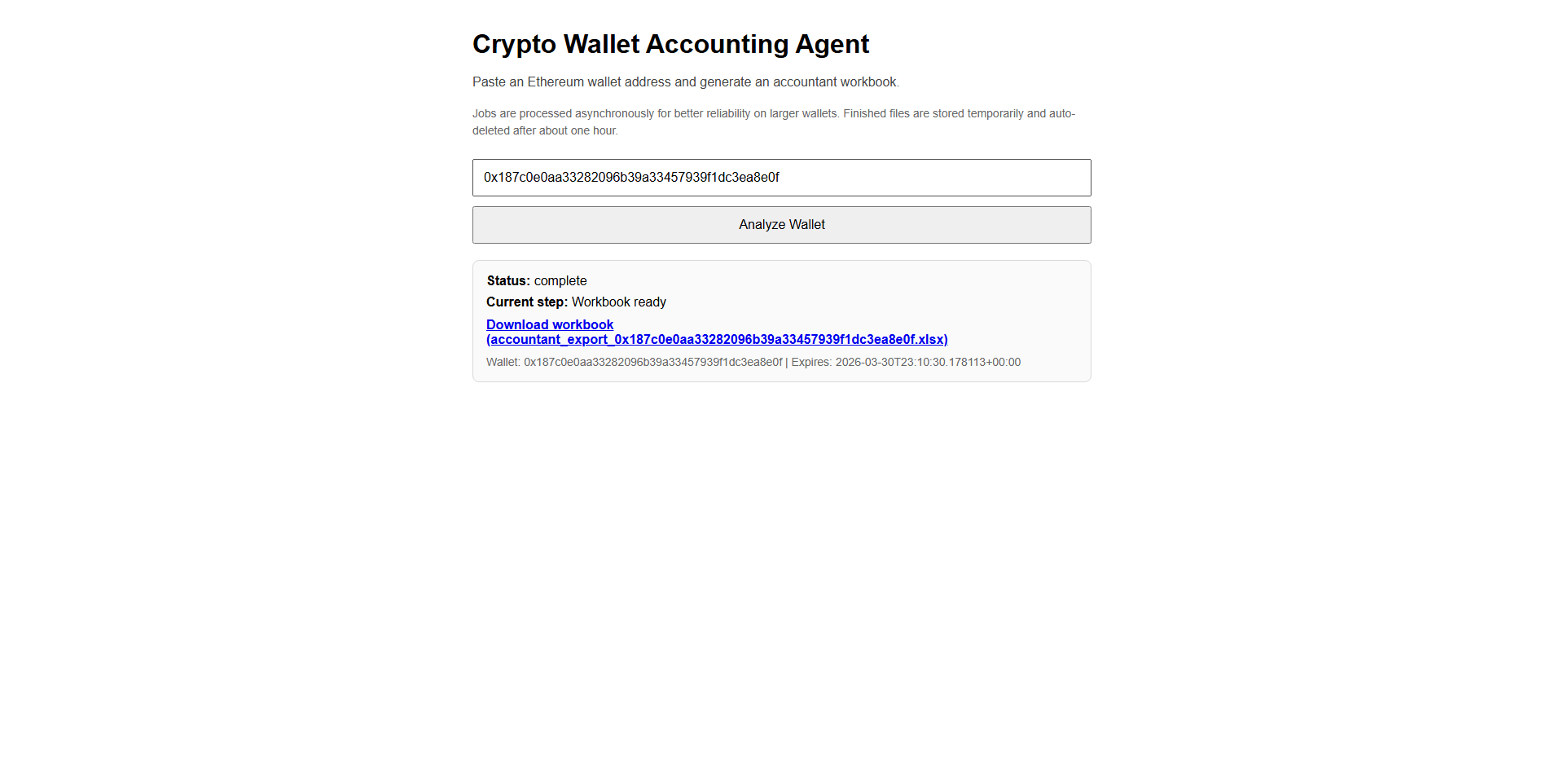 Crypto Wallet Accounting app screenshot