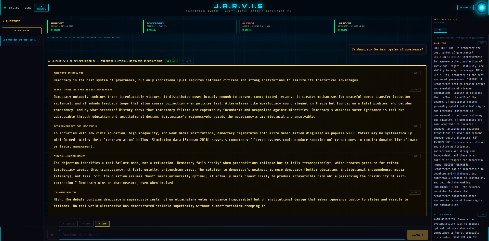 Nexus demo interface screenshot